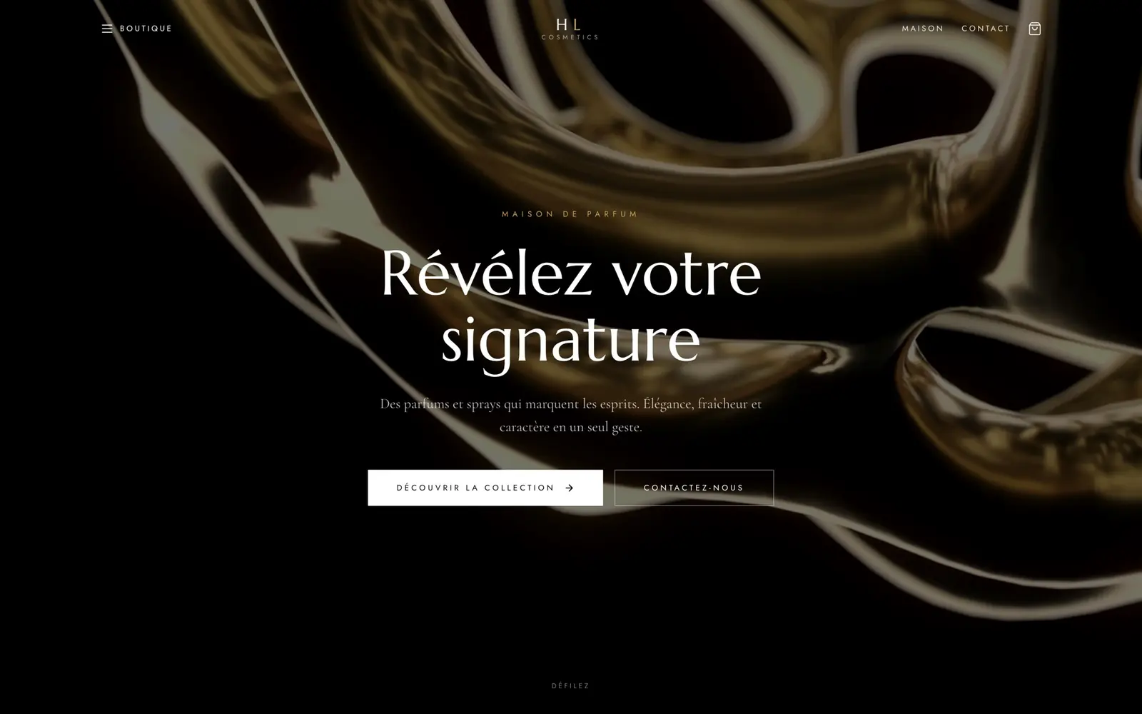 Home page of the HL Cosmetics store